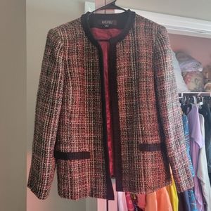 Tweed Plus Size Jacket Padded Shoulders